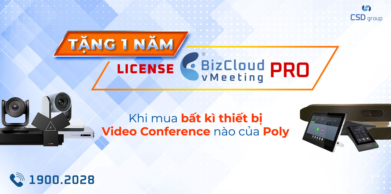 Tặng 1 năm license BizCloud vMeeting khi mua bất kỳ thiết bị họp trực tuyến của Poly